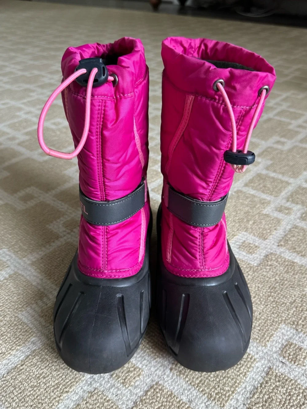 Sorel Flurry TP Insulated Waterproof Snow Boots Pink Black Girls Size 3